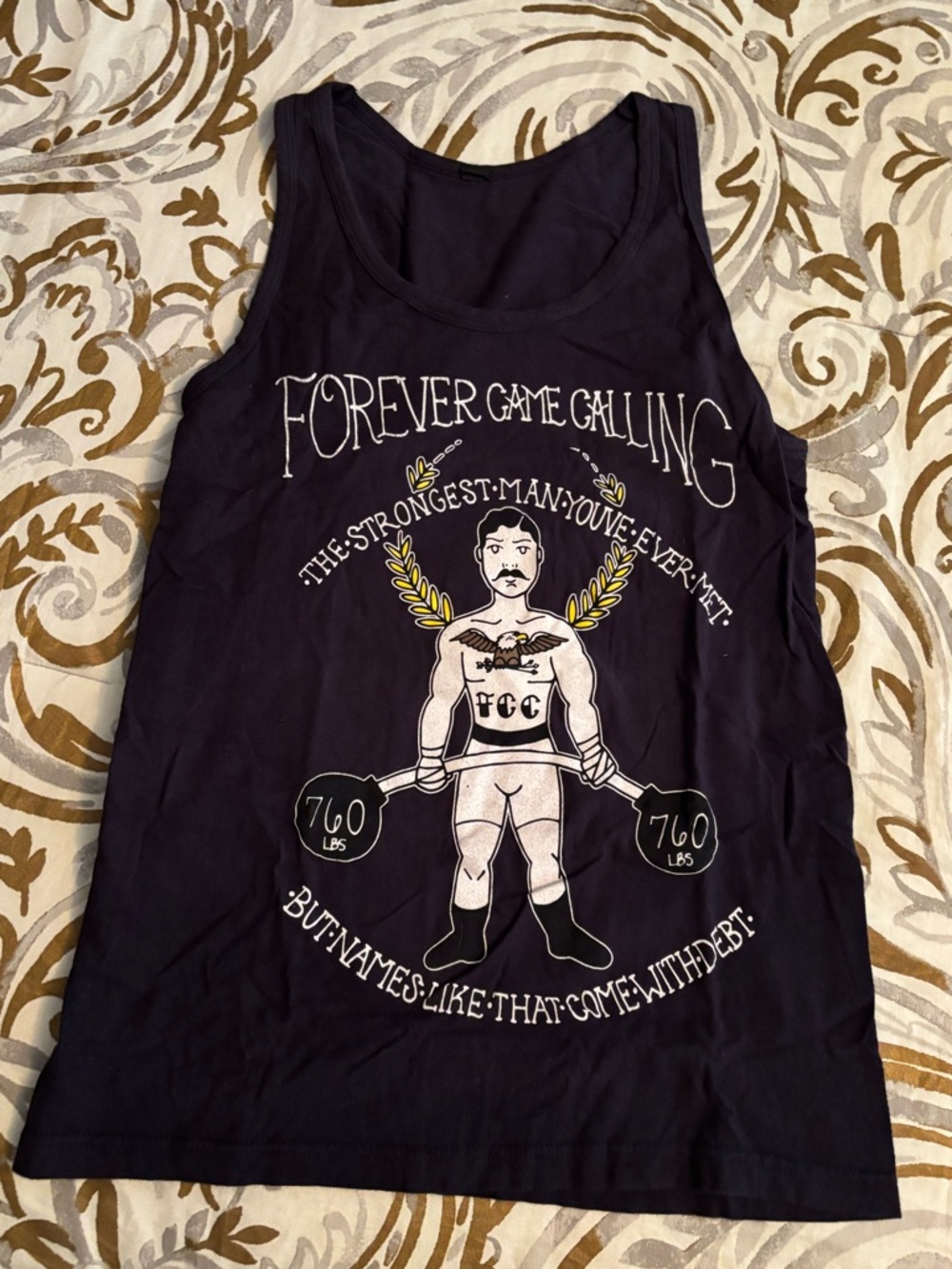 Forever Came Calling Dark Navy, White, Gold Graphic Tank Top